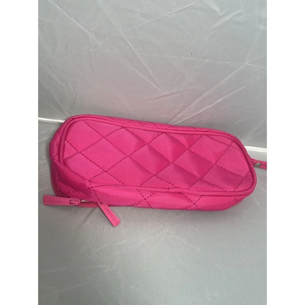 Sundeity Hot Pink Quilted Makeup Bag Cosmetic Pouch Organizer Travel Wristlet